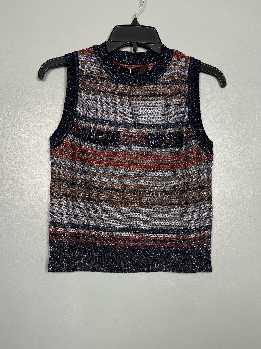 Maria Pavan NWT Knit Striped Sweater Vest Preppy Academia Classic Women’s Size S